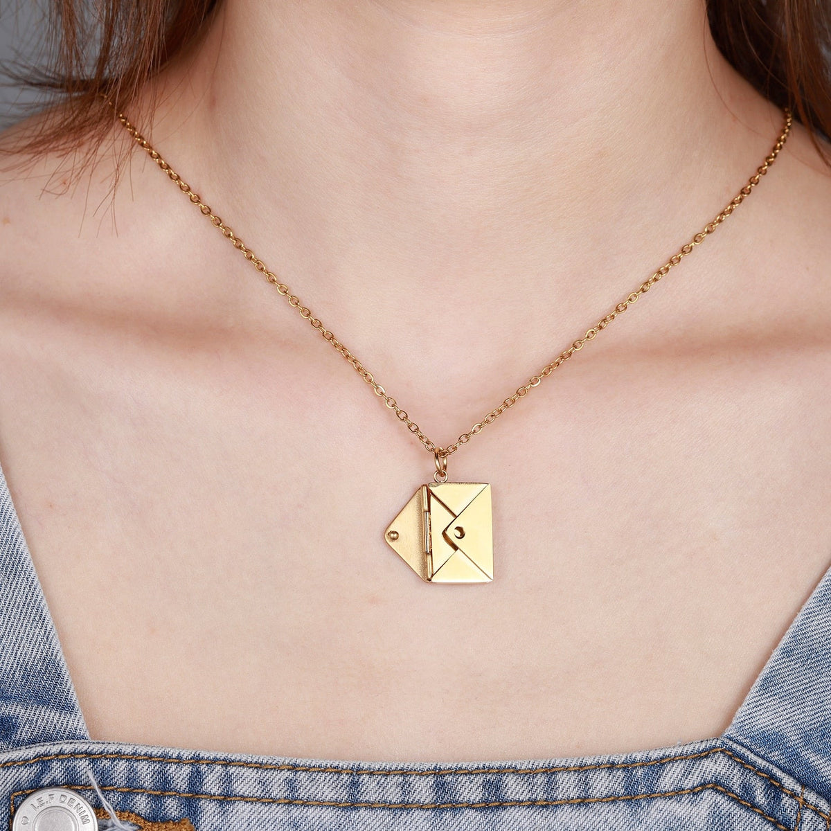 Personalized Custom Envelope Custom Photo Engraved Name Necklace Pendant - MERGE.DAY.1.FREESTYLE
