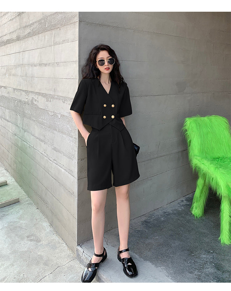 Fashion Office Short Sets Women Korean Loose Two Piece Suits Summer Thin - MERGE.DAY.1.FREESTYLE