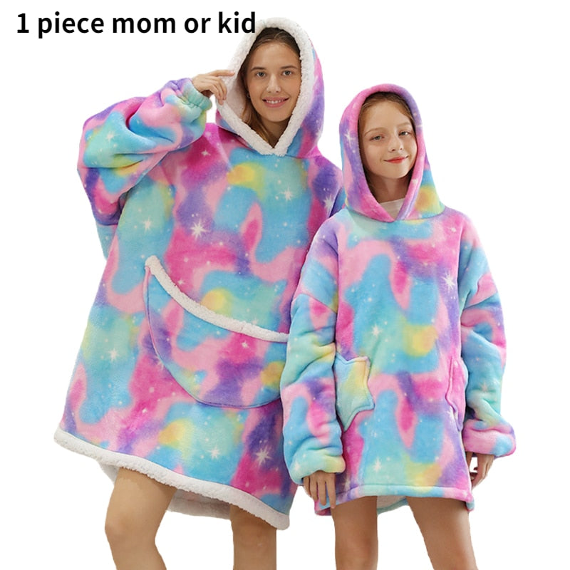 Printed Wearable Blanket Hoodie Fleece Warm Kids Sleepwear Hoody Sweatshirt - MERGE.DAY.1.FREESTYLE