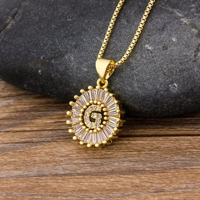 Initial Letter Necklace 26 Letters Charm Gold Name Necklace Pendant - MERGE.DAY.1.FREESTYLE