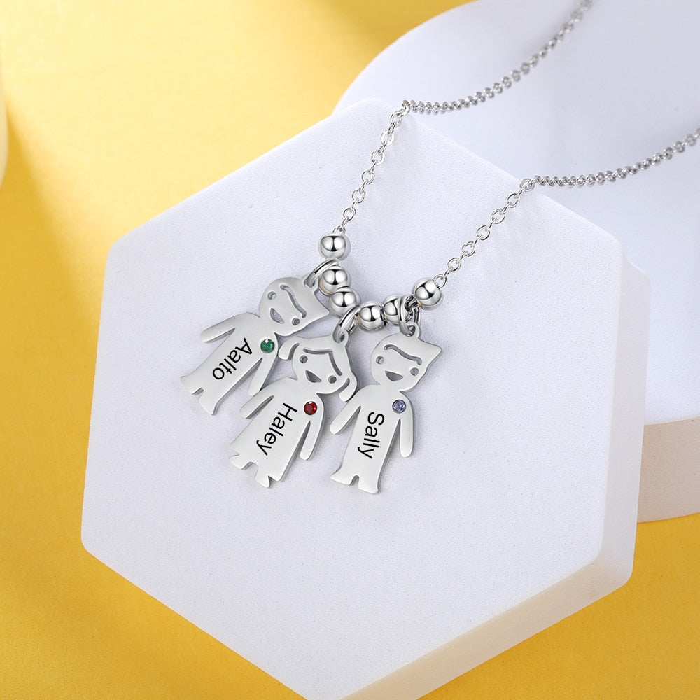 Boy Girl Pendant Name Necklace Customized Birthstone Jewelry Gift - MERGE.DAY.1.FREESTYLE