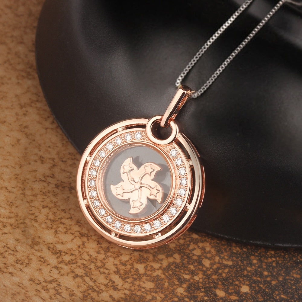 Rotatable Windmill Pendant Necklace AAA Cubic Zirconia Pave Gold Silver Color Crystal Necklace Jewelry - MERGE.DAY.1.FREESTYLE