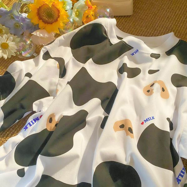 Summer Full Print Cartoon Bear Kawaii Short-Sleeved T-Shirt Loose Harajuku Casual - MERGE.DAY.1.FREESTYLE