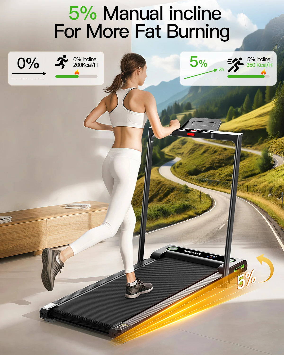2-in-1 Folding Treadmill With LED Screen Electric Walking Pad for Home Gym Use Without Heart Rate Test - MERGE.DAY.1.FREESTYLE