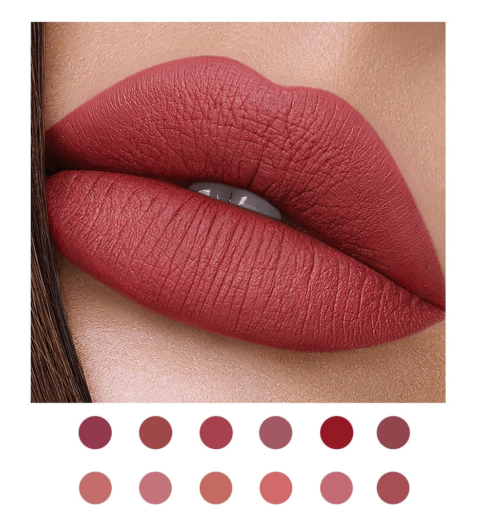 12 Colors Sexy Liquid Lipstick Matte Waterproof Lipgloss Nude Makeup Cosmetic - MERGE.DAY.1.FREESTYLE