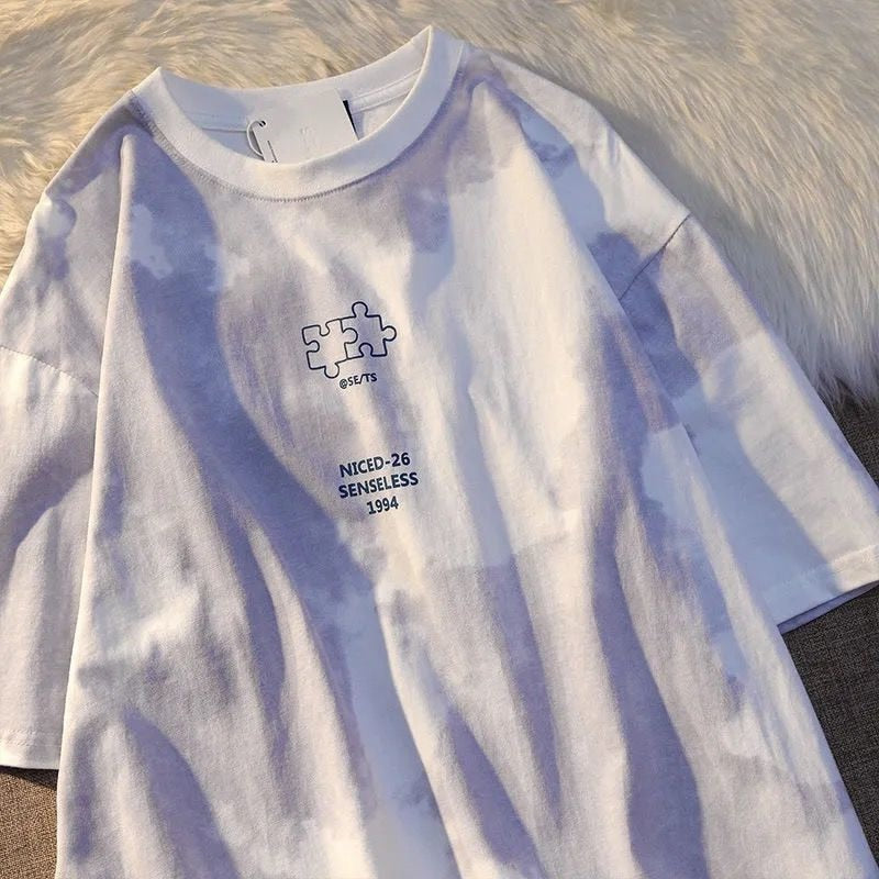 Summer Full Print Cartoon Bear Kawaii Short-Sleeved T-Shirt Loose Harajuku Casual - MERGE.DAY.1.FREESTYLE