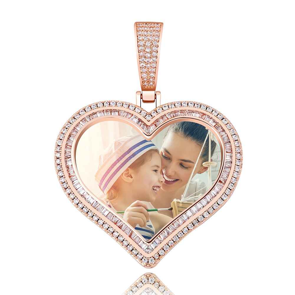 Custom Photo Pendant Heart-shaped Medal Necklace Iced Cubic Zirconia Pendant Hip Hop Jewelry - MERGE.DAY.1.FREESTYLE