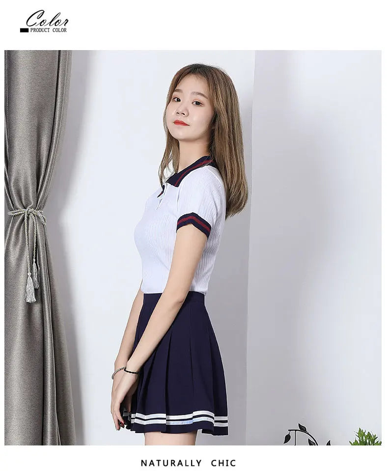 Striped Pleated Elastic Waist Female Sweet Mini Dance Plaid Skirt Y2k - MERGE.DAY.1.FREESTYLE