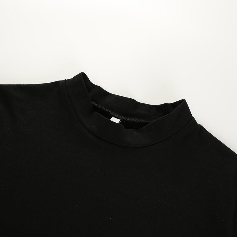 Summer Women Black Short T-Shirts Sexy Crop Tops Short Sleeve Bandage Tee Tops Female Shirts - MERGE.DAY.1.FREESTYLE