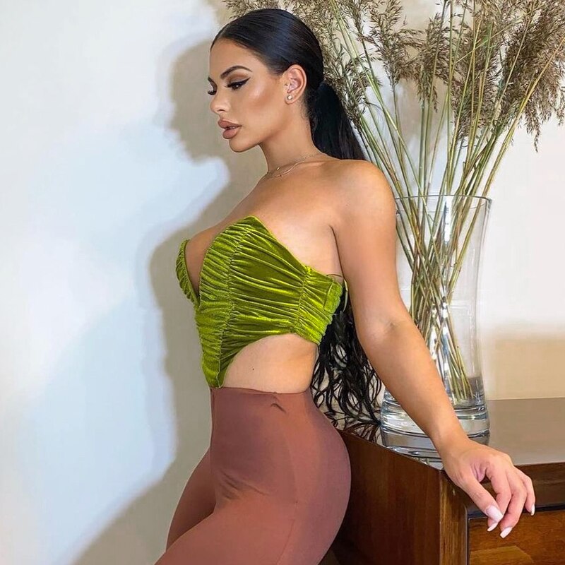 Sleeveless Slash Neck Draped Crop Top Solid Elegant Shirt - MERGE.DAY.1.FREESTYLE