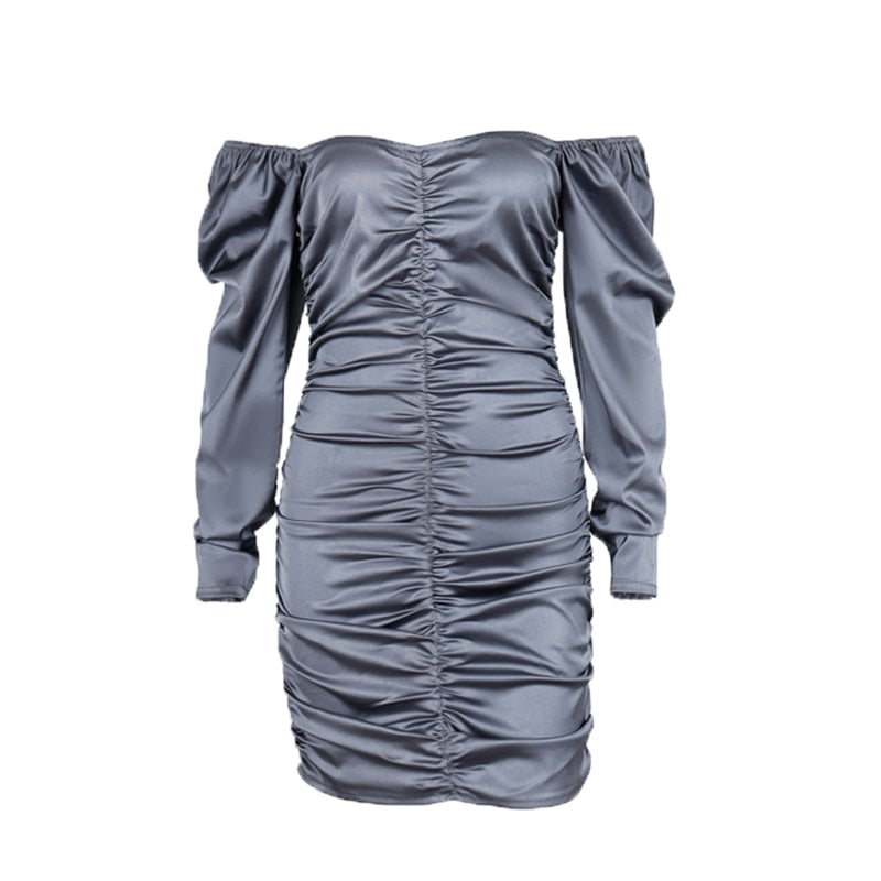 Off Shoulder Long Sleeve Elegant Lady Mini Dress Bodycon Birthday Sexy Clothes - MERGE.DAY.1.FREESTYLE