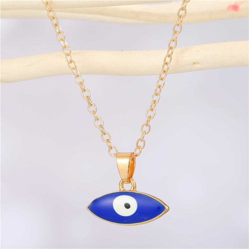 Turkish Evil Eye Pendant Choker Necklace Lucky Blue Evil Eyes Clavicle Chain Necklace - MERGE.DAY.1.FREESTYLE