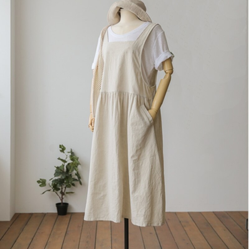 Spring and Summer Sleeveless Robe Dress Ladies Dress Plus Size XL- 5XL Cotton Linen Wome - MERGE.DAY.1.FREESTYLE