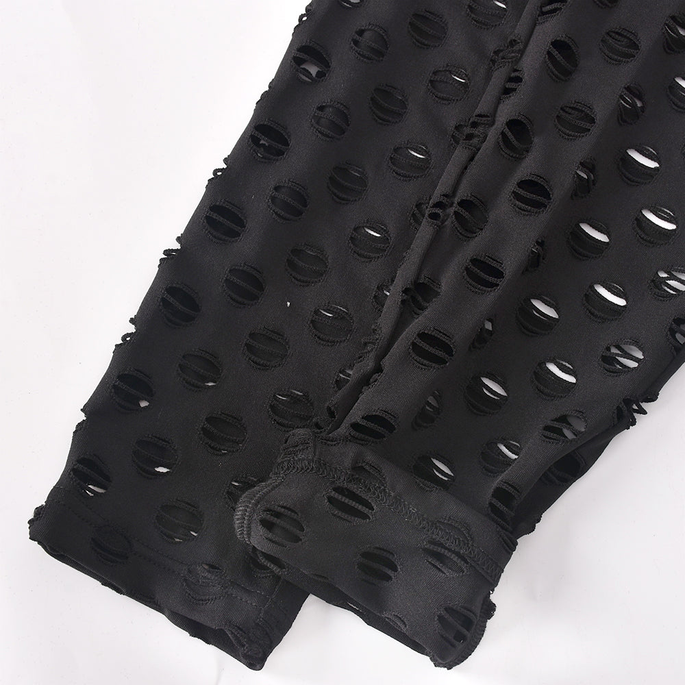 Sexy Hollow Out See Through Long Sleeve Jumpsuits Women Hole Grunge Skinny One Piece Rompers - MERGE.DAY.1.FREESTYLE