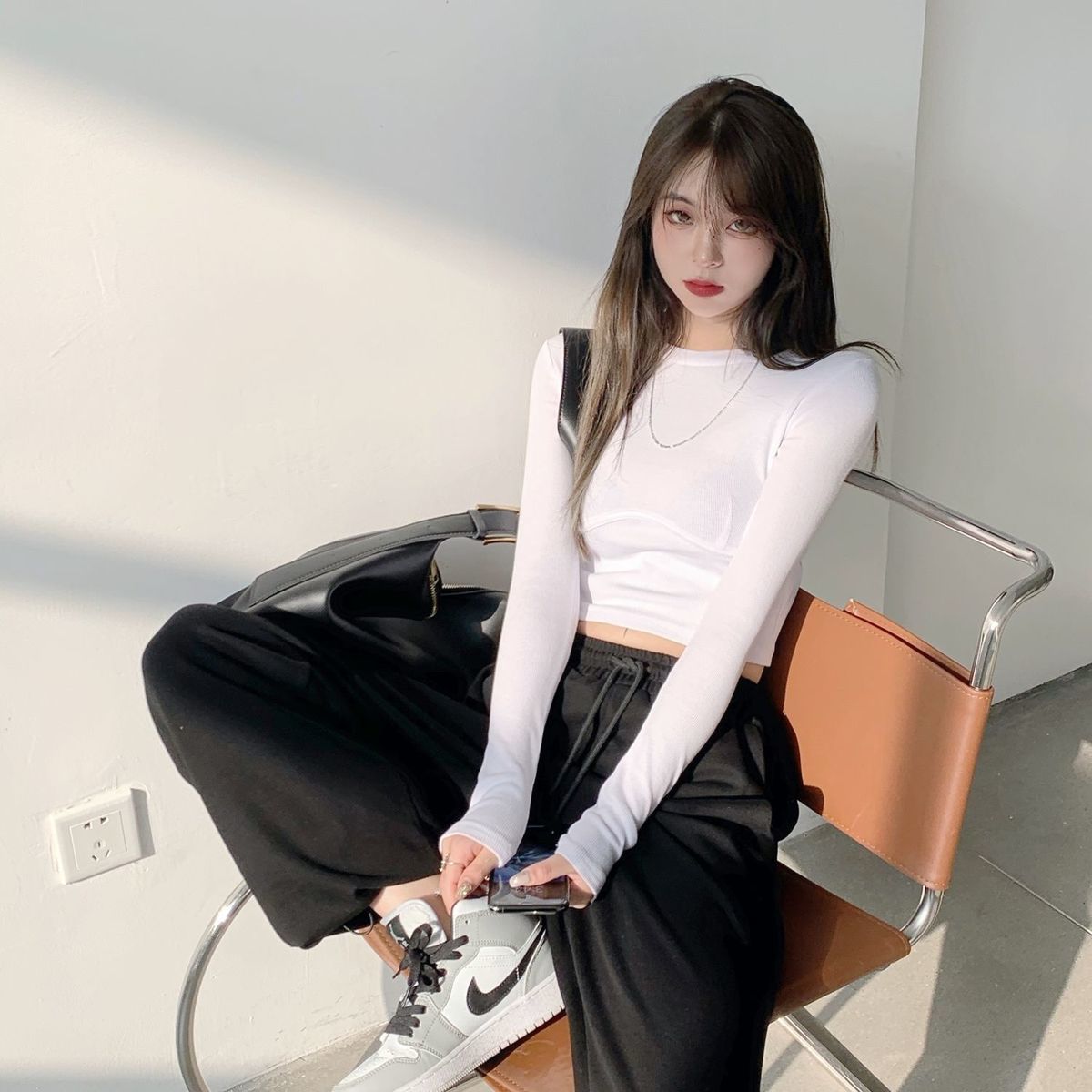T-shirt Women Design Chest Type Crop Tops Aautumn New Skinny Long Sleeve - MERGE.DAY.1.FREESTYLE