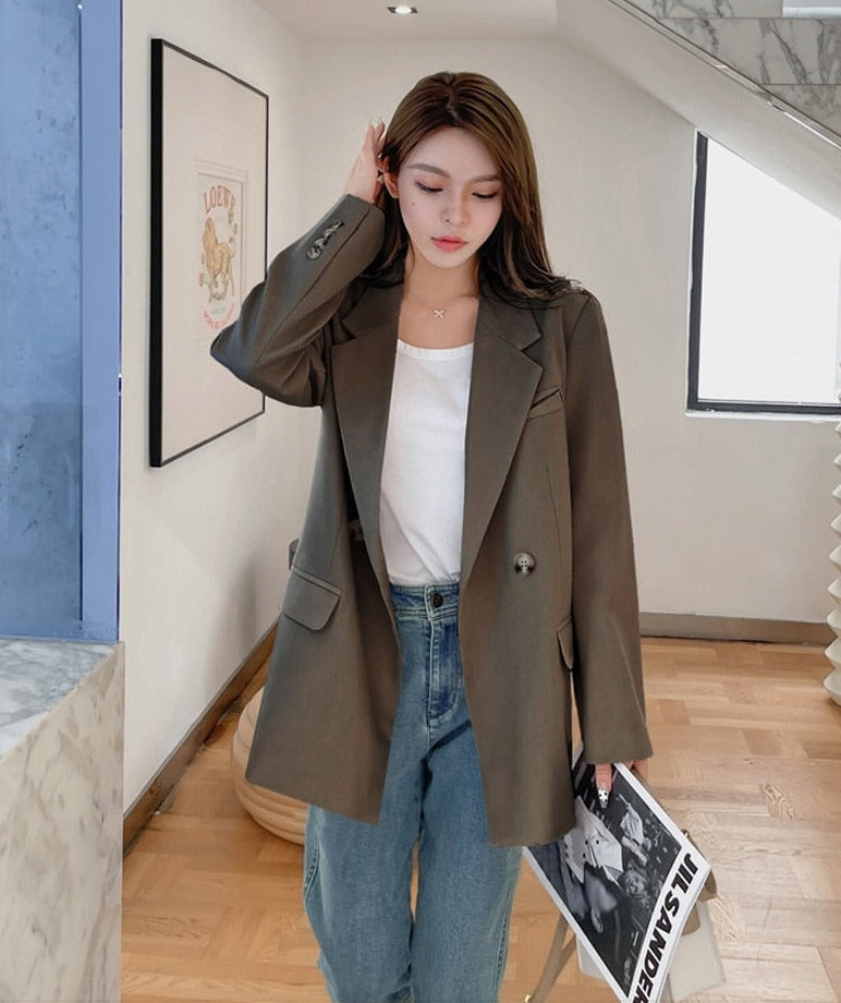 Oversized Women Jacket Loose Double Breasted Female Suit Coats Elegant - MERGE.DAY.1.FREESTYLE