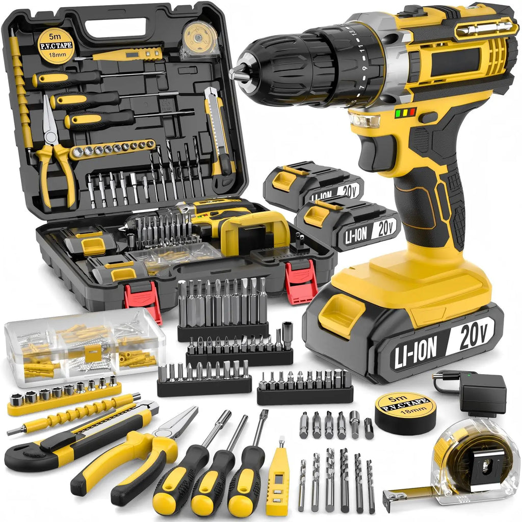 20V Cordless Impact Hammer Drill Kit 3/8 Keyless Chuck Electric Screwdriver Set DIY Tool Battery Powered Supports OEM - MERGE.DAY.1.FREESTYLE