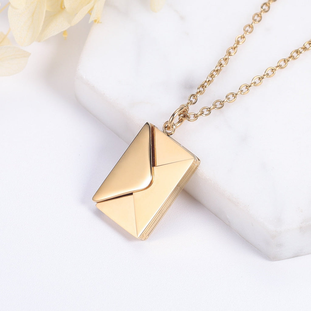Personalized Custom Envelope Custom Photo Engraved Name Necklace Pendant - MERGE.DAY.1.FREESTYLE