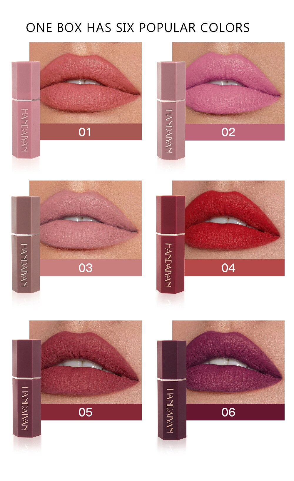 6 Colors Matte Non stick Cup Lipstick Long Lasting Moisturizing Lipstick Cosmetics Set - MERGE.DAY.1.FREESTYLE