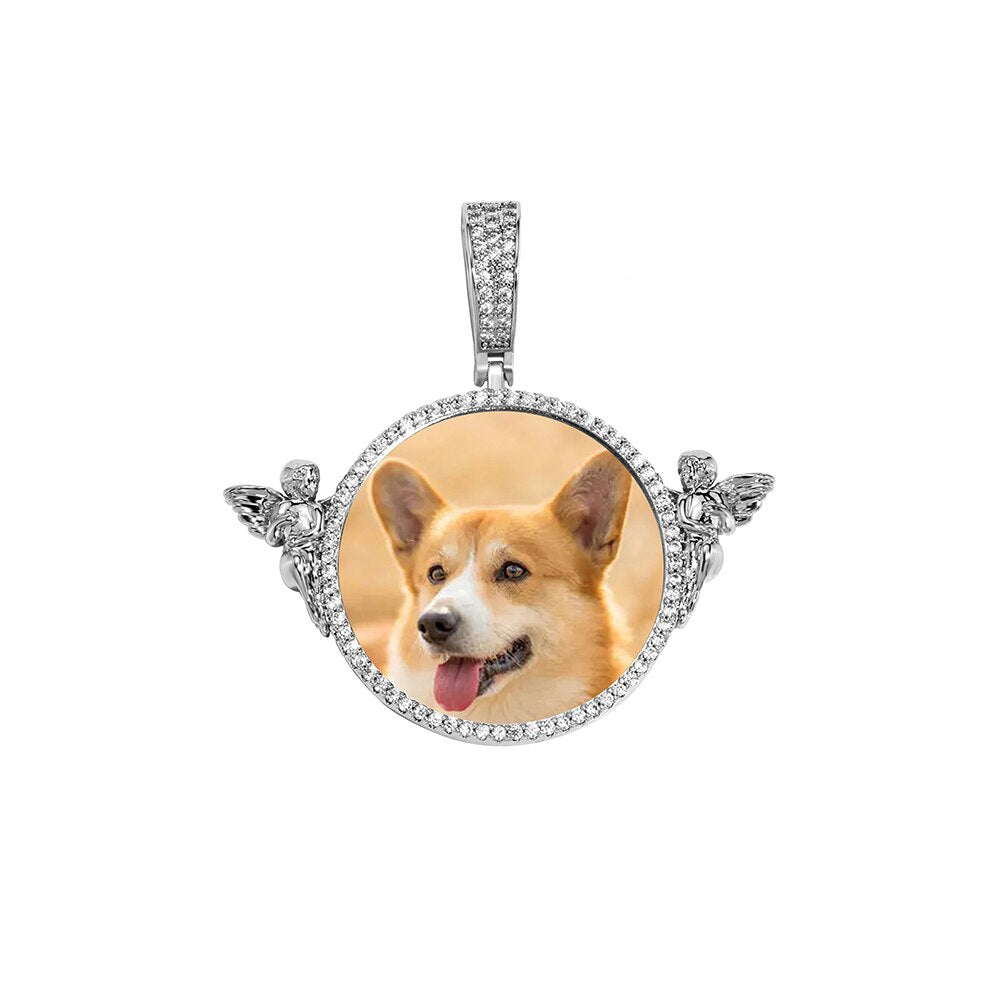 Personalized Custom Photo Pendant Round With Angel For Men Women Jewelry - MERGE.DAY.1.FREESTYLE