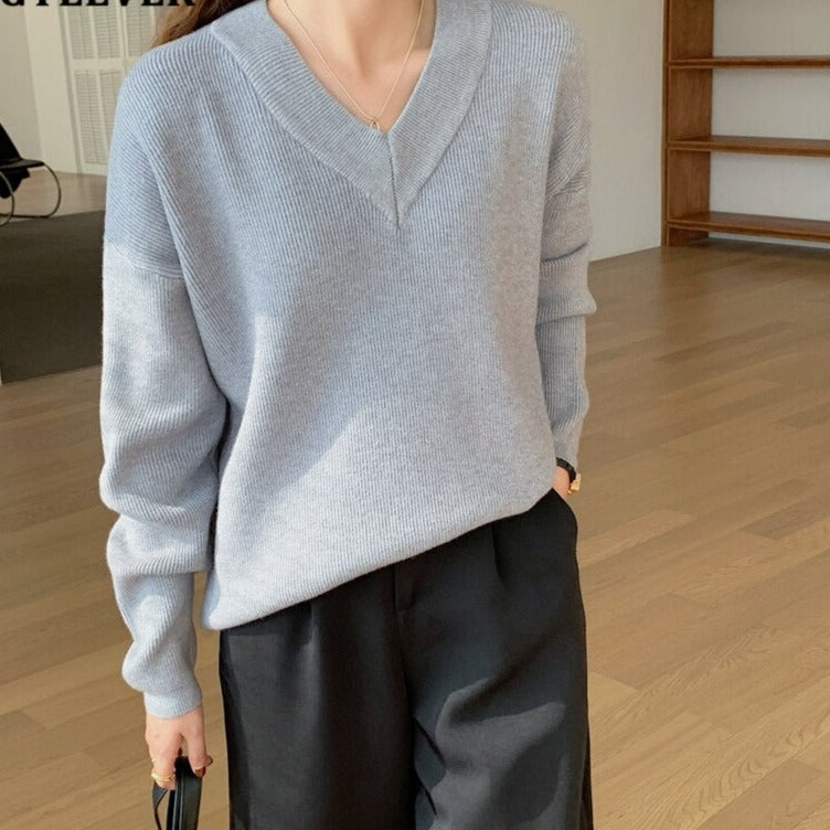 Full Sleeve Loose Female Pullovers Jumpers Autumn Winter Thick Ladies Knitwear - MERGE.DAY.1.FREESTYLE