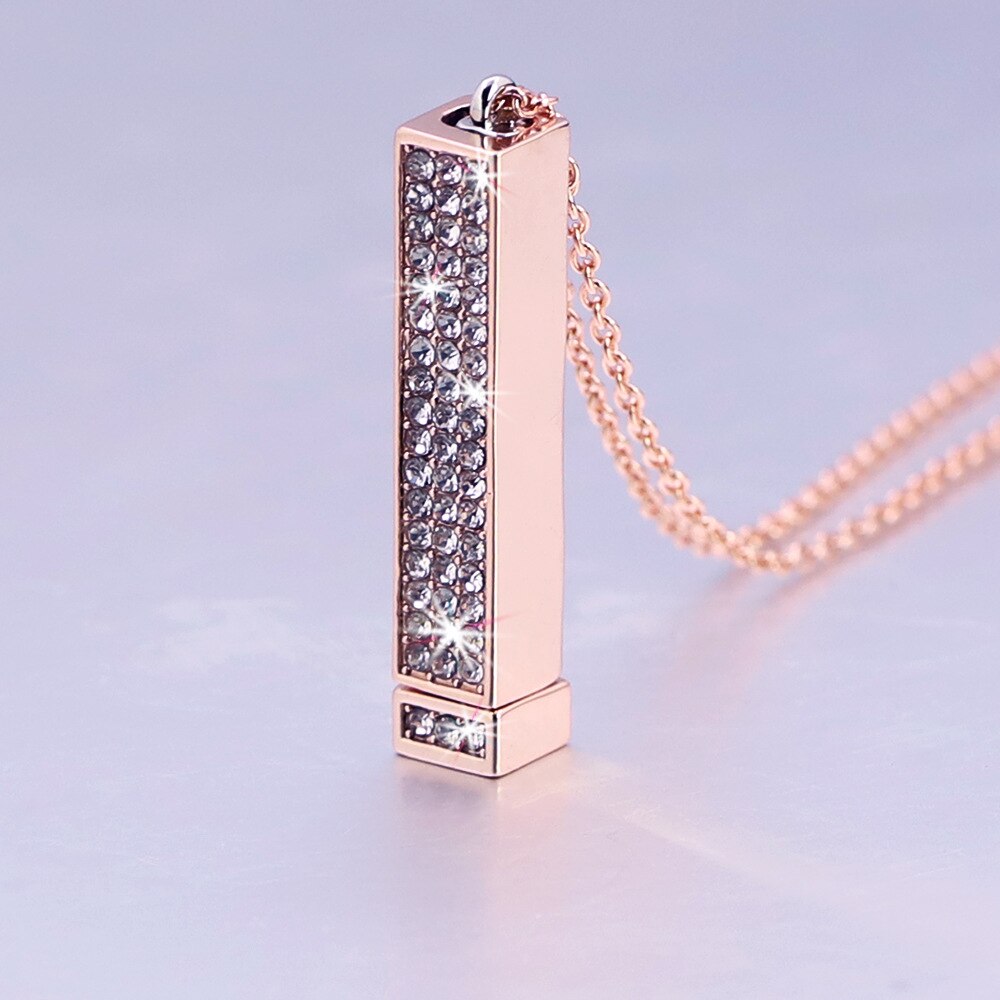 Rose Gold Personalized Name Retractable Double-layer Engraved 3D Necklace - MERGE.DAY.1.FREESTYLE