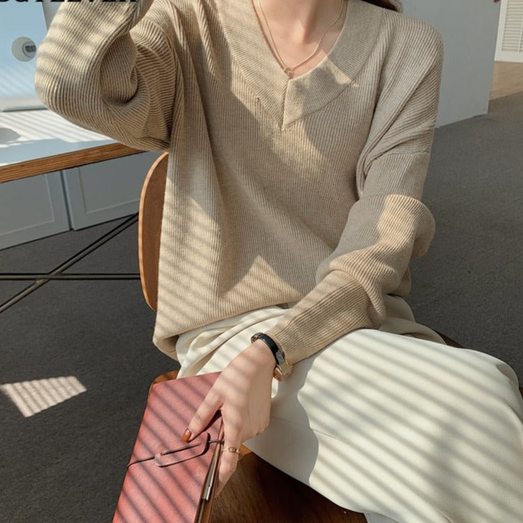 Full Sleeve Loose Female Pullovers Jumpers Autumn Winter Thick Ladies Knitwear - MERGE.DAY.1.FREESTYLE