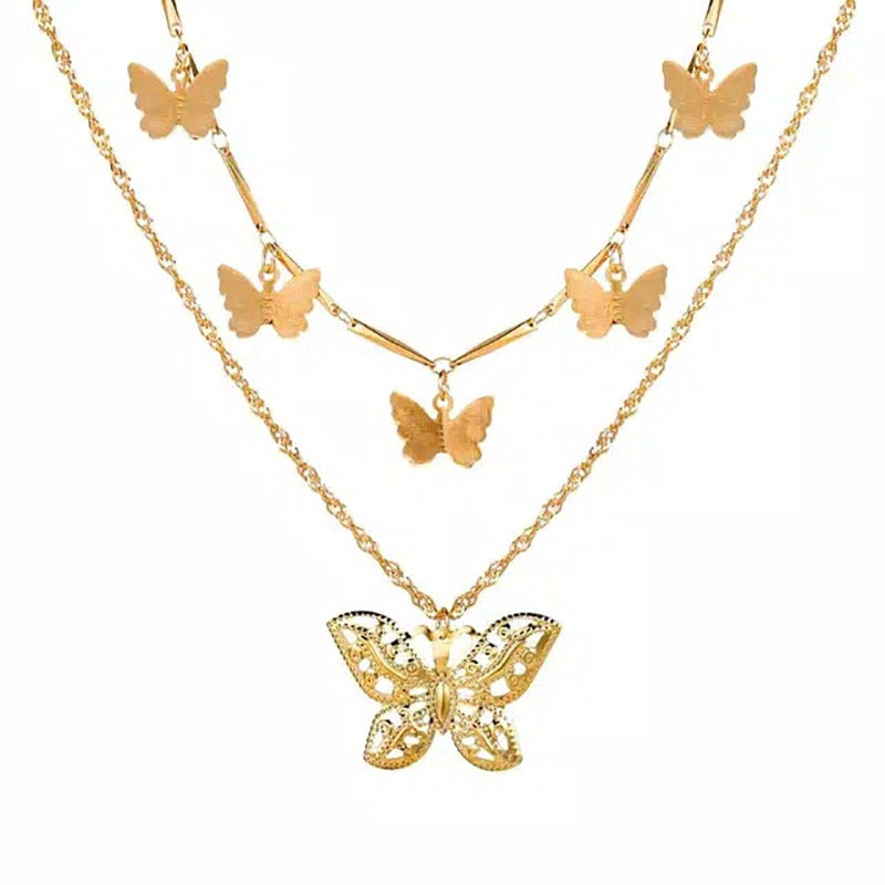 Multi Layer Lock Portrait Pendants Necklaces For Women Gold Metal Key Heart Necklace - MERGE.DAY.1.FREESTYLE