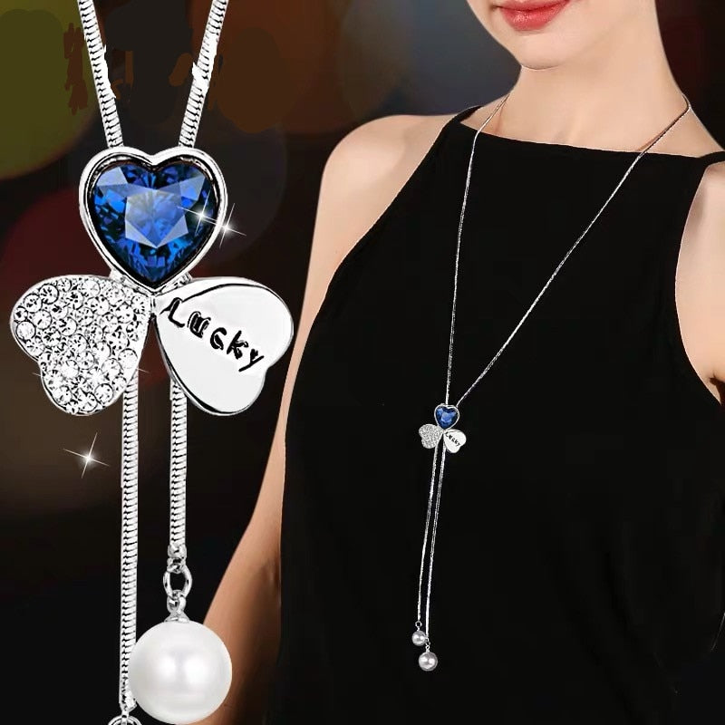 Collier Femme Long Gray Crystal Necklaces & Pendants for Women Round Statement Necklace - MERGE.DAY.1.FREESTYLE