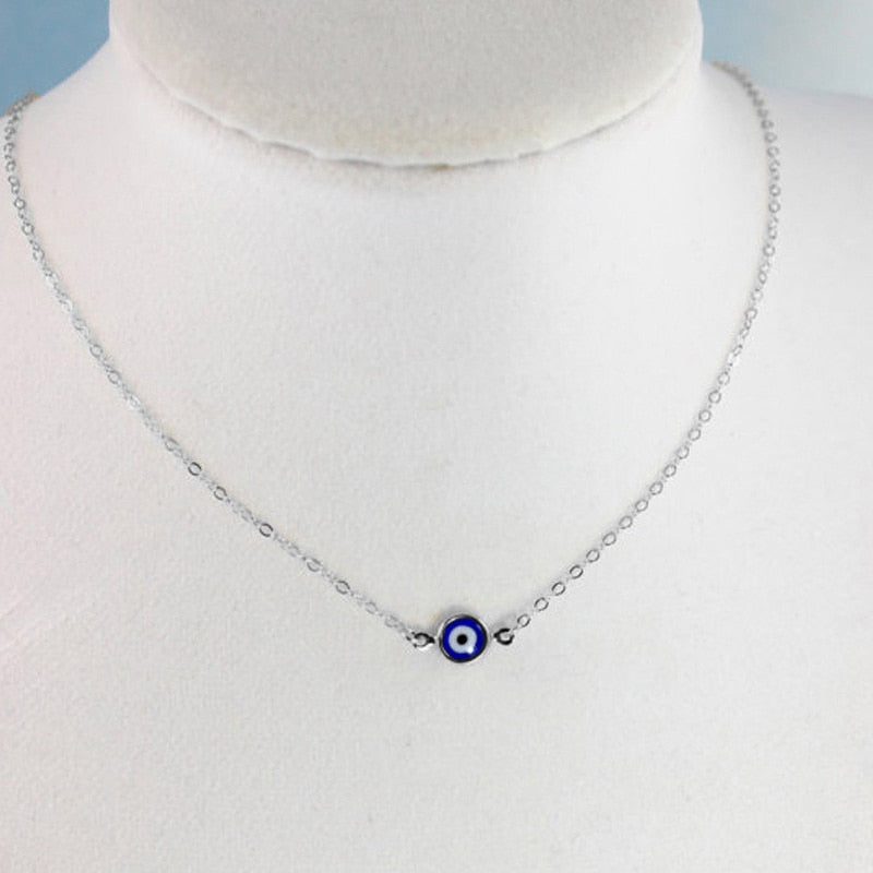 Turkish Evil Eye Pendant Choker Necklace Lucky Blue Evil Eyes Clavicle Chain Necklace - MERGE.DAY.1.FREESTYLE