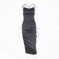 neon satin lace up 2022 summer women bodycon long midi dress sleeveless backless elegant party - MERGE.DAY.1.FREESTYLE