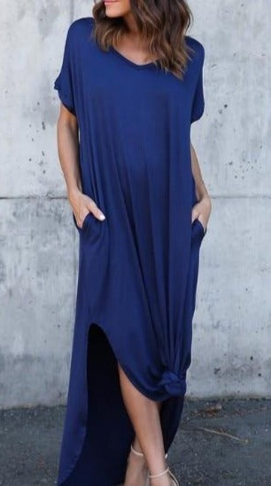 Plus Size 5XL Sexy Women Dress Summer 2022 Solid Casual Short Sleeve Maxi Dresses - MERGE.DAY.1.FREESTYLE