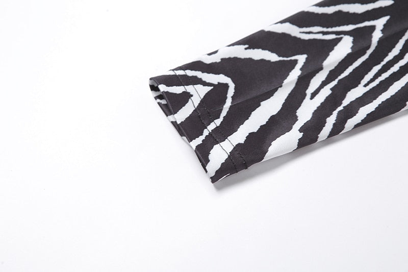 Leopard Zebra Printed Sexy Backless Lace ups Pullover Tees Women O-neck Slim Longsleeve Short T-Shirt - MERGE.DAY.1.FREESTYLE