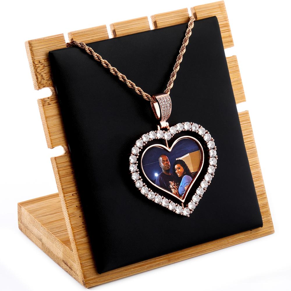 Heart Shaped Custom Photo Spin Double Sided Medallion Pendant Necklace Hip Hop Jewelry - MERGE.DAY.1.FREESTYLE