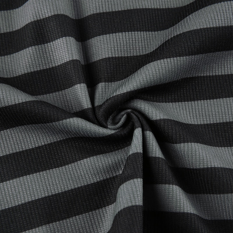 Goth Print Tops Stripe Cute T-Shirts Dark Academia Techwear Button Up V Neck Half Sleeve Sweat Shirts - MERGE.DAY.1.FREESTYLE