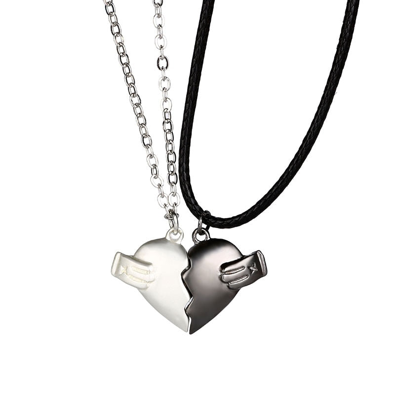 2Pcs Lovers Matching Heart Pendant Couple Magnetic Heart Pendant Necklace Couple Jewelry - MERGE.DAY.1.FREESTYLE