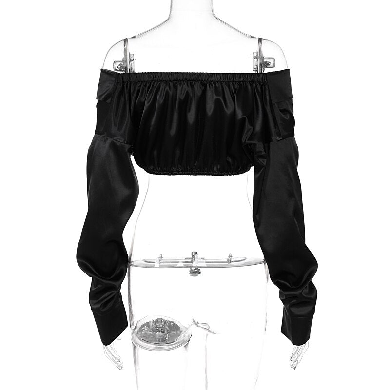 Pure Color Long Sleeves Bodycon Slim Crop Top - MERGE.DAY.1.FREESTYLE