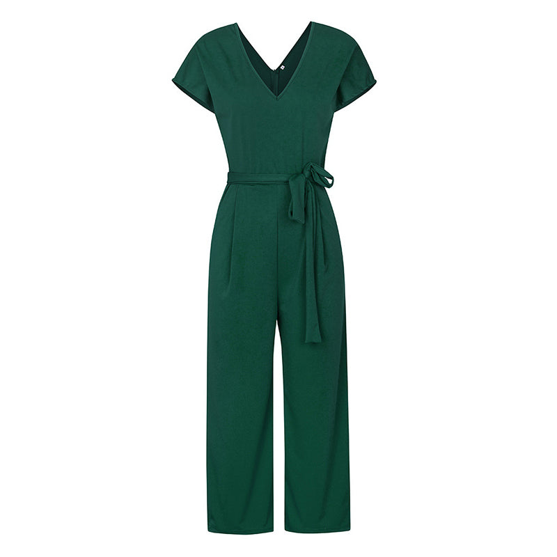 Summer 2022 Streetwear V-neck Jumpsuit Beach Elegant Party One Piece Black Rompers - MERGE.DAY.1.FREESTYLE