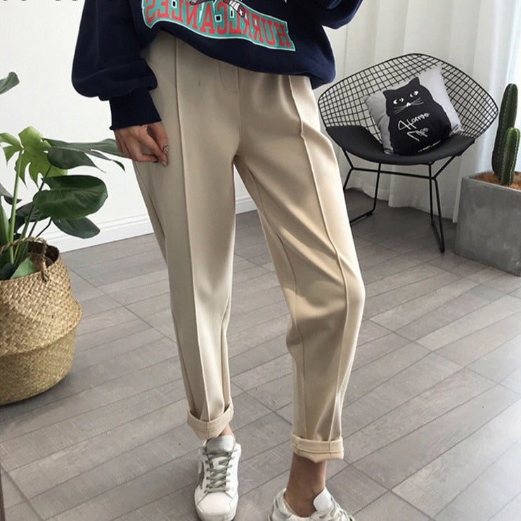 Pencil Pants Wool Pants Female Autumn High Waist Loose Trousers Capris - MERGE.DAY.1.FREESTYLE