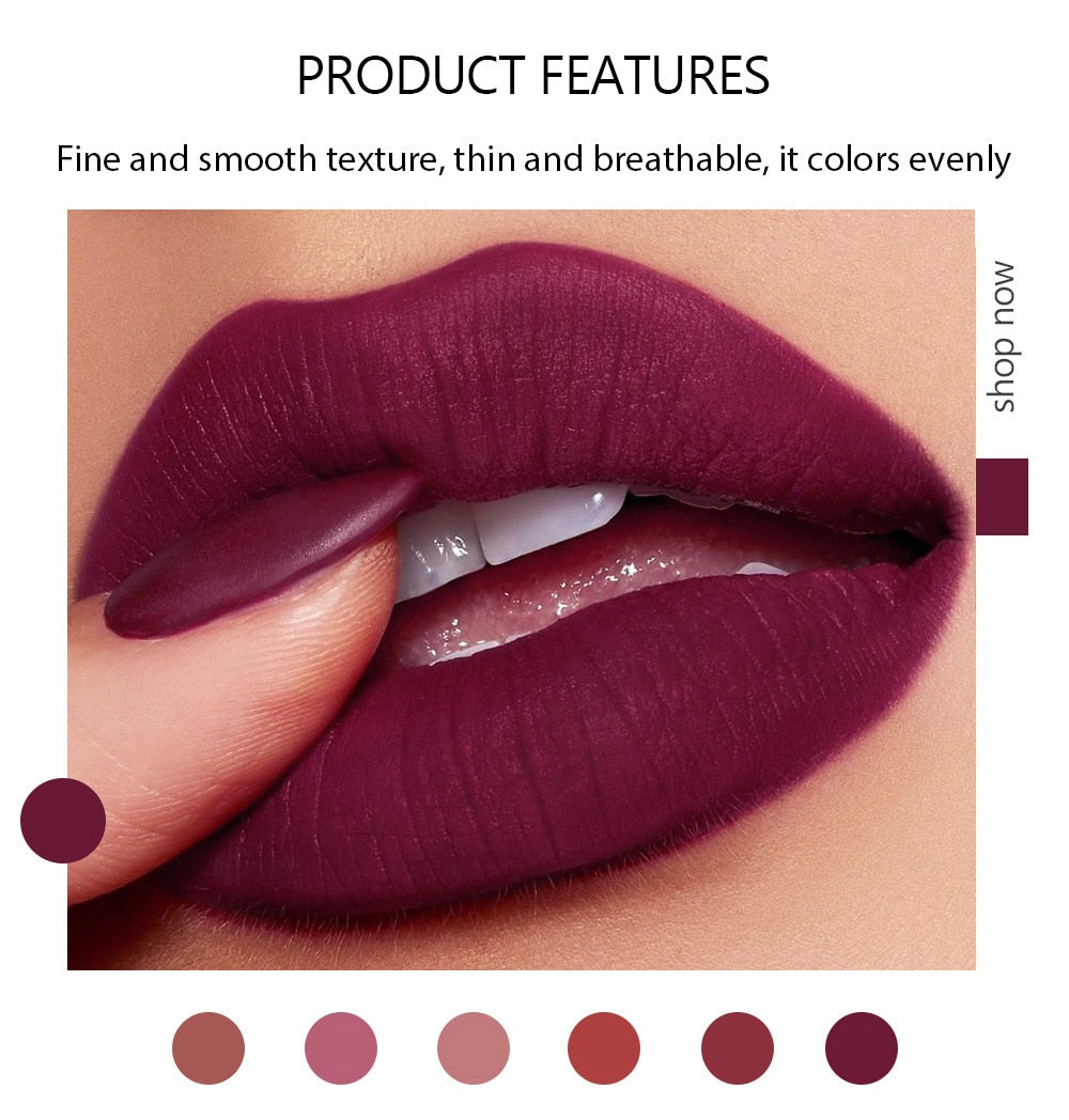 6 Colors Matte Non stick Cup Lipstick Long Lasting Moisturizing Lipstick Cosmetics Set - MERGE.DAY.1.FREESTYLE