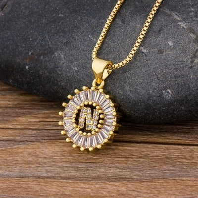 Initial Letter Necklace 26 Letters Charm Gold Name Necklace Pendant - MERGE.DAY.1.FREESTYLE