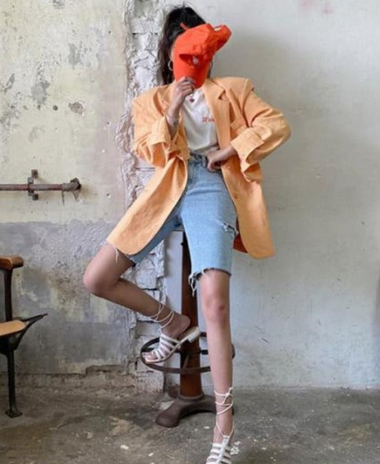 Women High Waist Riped Button Up Female Denim Shorts Jeans - MERGE.DAY.1.FREESTYLE