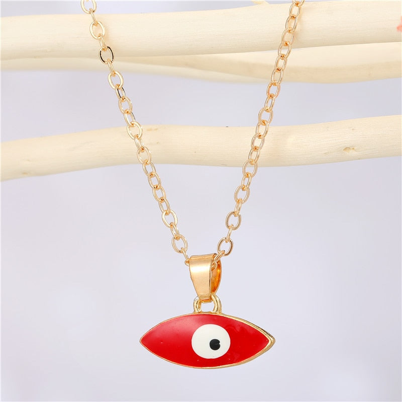Turkish Evil Eye Pendant Choker Necklace Lucky Blue Evil Eyes Clavicle Chain Necklace - MERGE.DAY.1.FREESTYLE