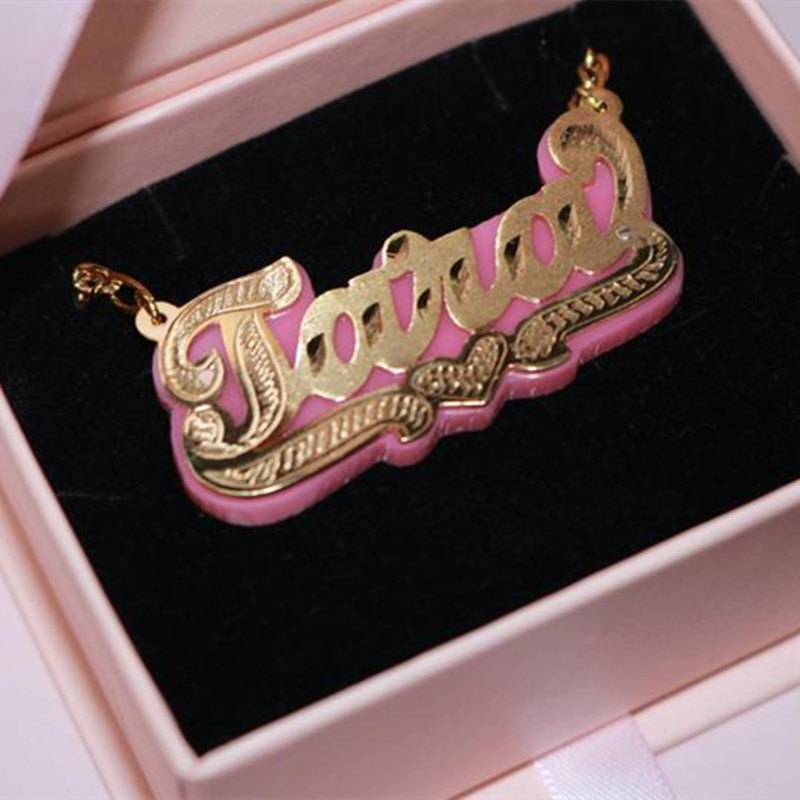 Customized Double Gold-plated Custom Name Necklace Custom Acrylic Pendant Necklace - MERGE.DAY.1.FREESTYLE