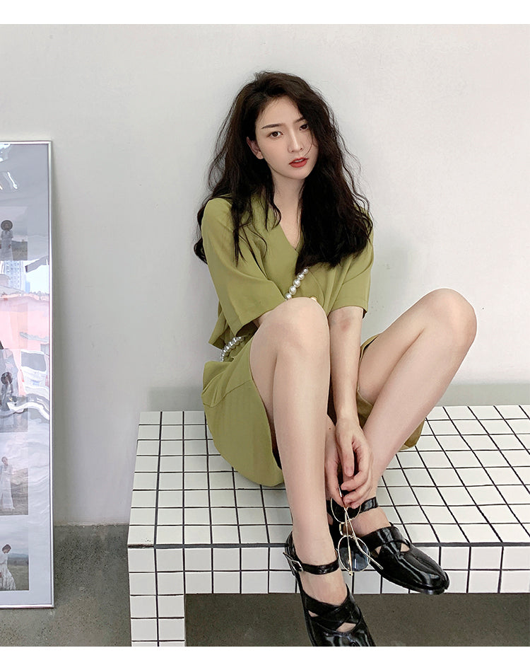 Fashion Office Short Sets Women Korean Loose Two Piece Suits Summer Thin - MERGE.DAY.1.FREESTYLE