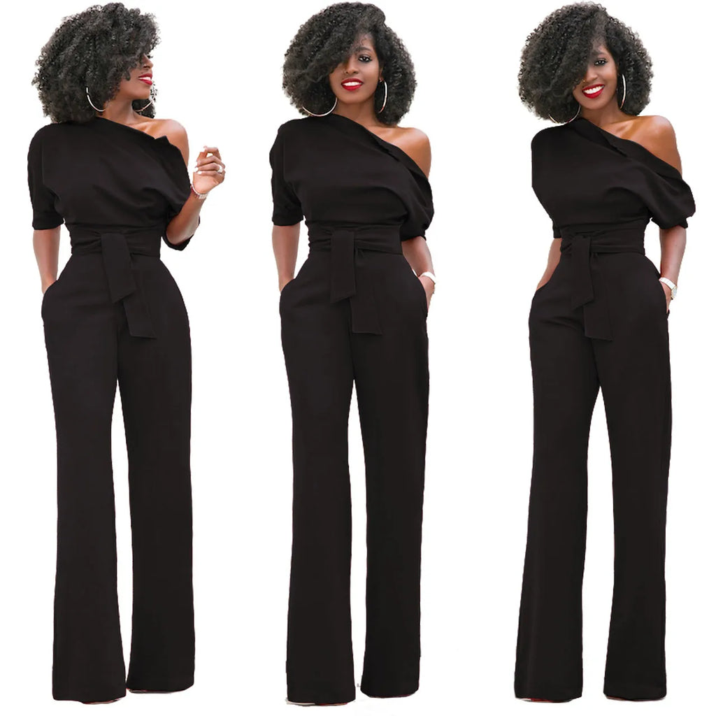 Hot Sale Professional Women's Fashion Solid Color Asymmetrical One-piece Jumpsuits