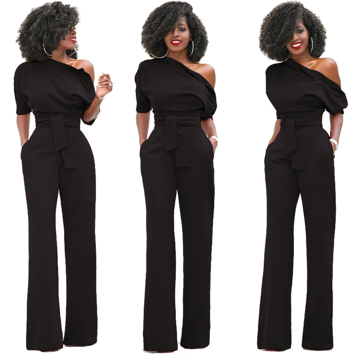 Hot Sale Professional Women's Fashion Solid Color Asymmetrical One-piece Jumpsuits