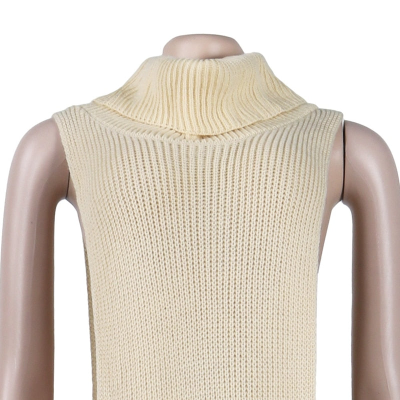 Knitted Side Split Sweater Dress Sleeveless Spring Clothes for Women Y2k Outfits Long Maxi Dresses - MERGE.DAY.1.FREESTYLE
