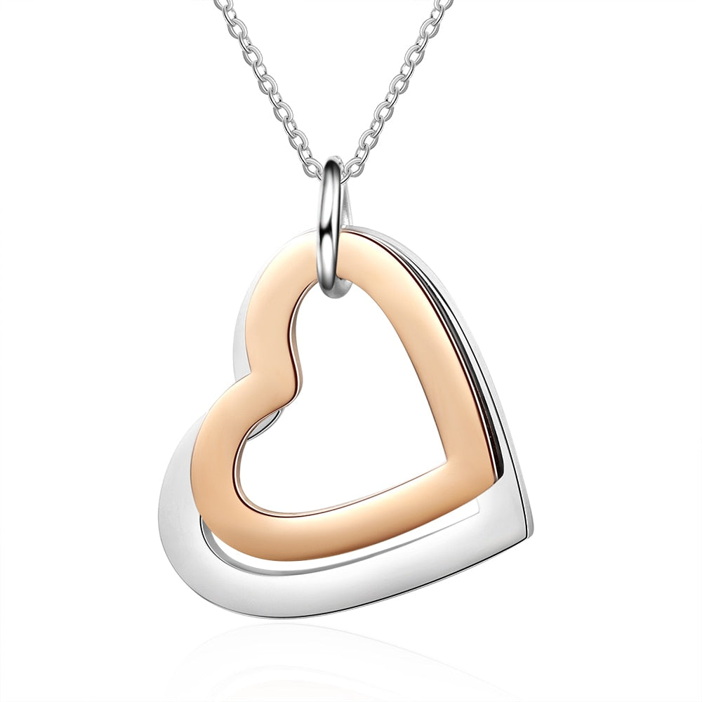 Mixed Rose Gold Color Heart Pendant Name Necklace - MERGE.DAY.1.FREESTYLE
