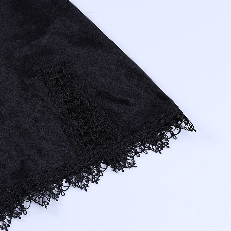 Gothic Dark Cross Black Mini Dress Vintage Sexy Spaghetti Strap High Waist Slit Dresses - MERGE.DAY.1.FREESTYLE